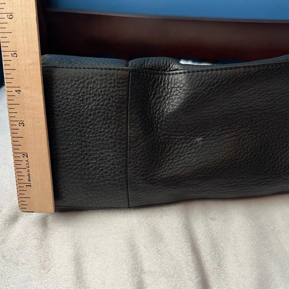 Tory Burch Britten Satchel Black Pebbled Leather Handbag Bag